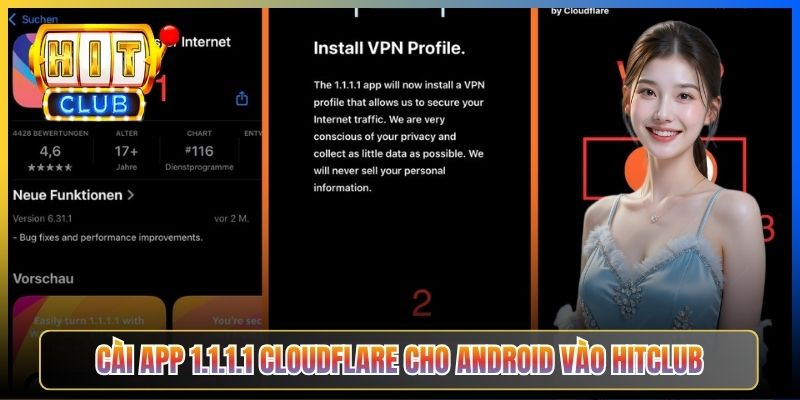 Đổi DNS Android Vào Hitclub – Taihit03 Cấu Hình Riêng Tư Bypass ISP 2026 5 Cài app 1.1.1.1 Cloudflare cho Android vào Hitclub